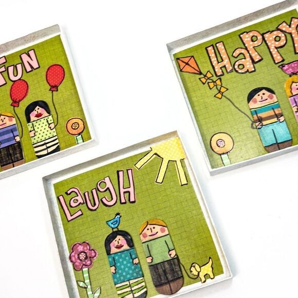 Handmade Paper Collage Art - Laugh, Happy, Fun - Picture 6 of 12